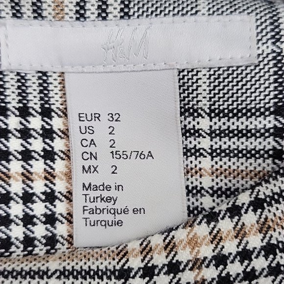 H&M Plaid Houndstooth Grey Dress with 3/4 Ruffle Bell Sleeve, Size 2 - Picture 5 of 9